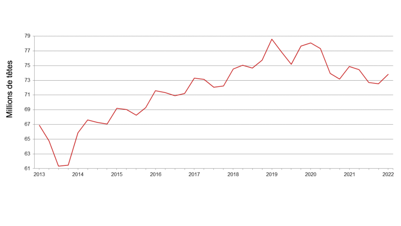 Effectif porcin trimestriel aux États-Unis - 1er septembre.